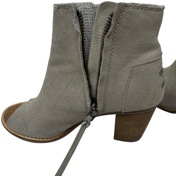 TOMS Women's Suede Peep-Toe Block-Heel Booties US W 5.5 — Gently Used - Picture 4 of 8